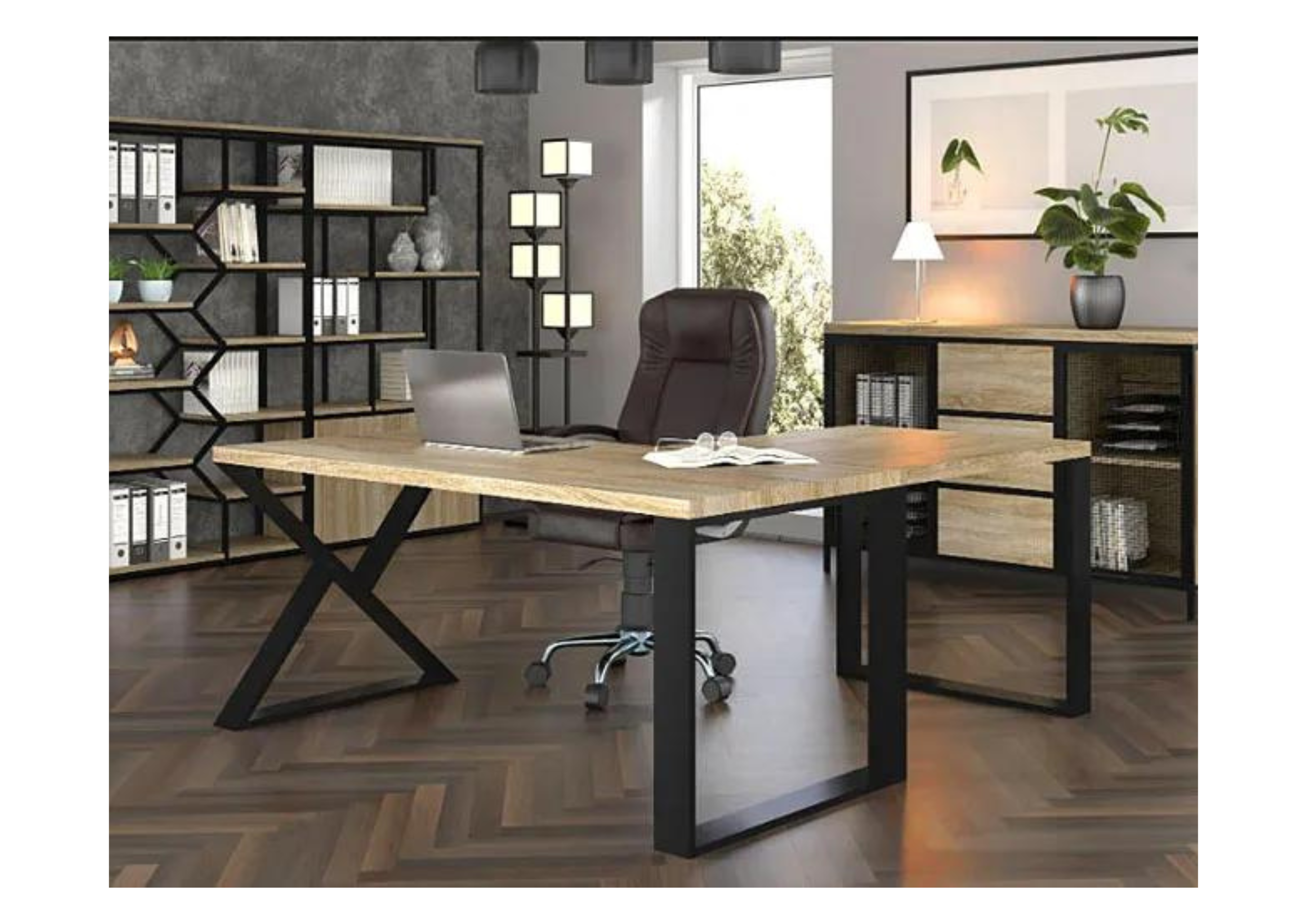 meble w domowych biurze - meble drewniane do biura ewodd